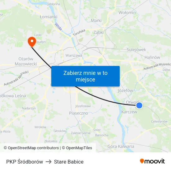 PKP Śródborów to Stare Babice map