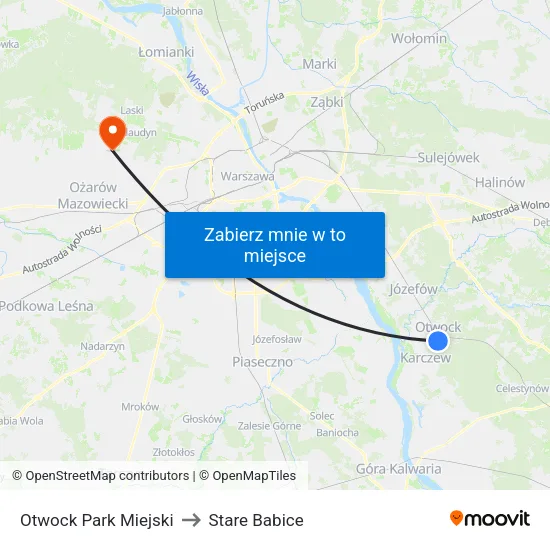 Otwock Park Miejski to Stare Babice map