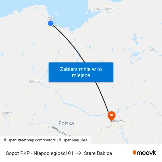 Sopot PKP - Niepodległości 01 to Stare Babice map