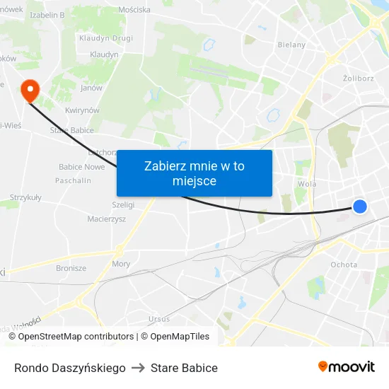 Rondo Daszyńskiego to Stare Babice map