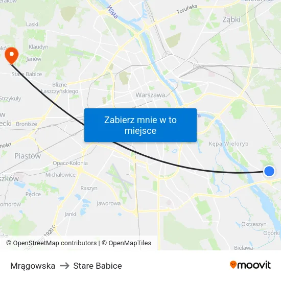 Mrągowska to Stare Babice map