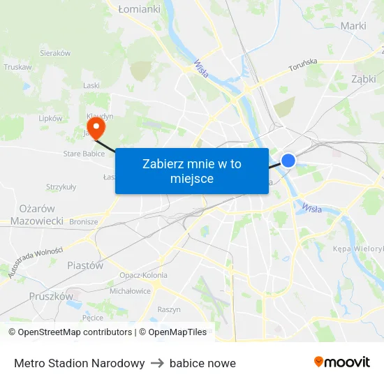 Metro Stadion Narodowy to babice nowe map