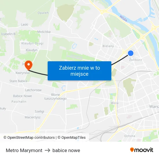 Metro Marymont to babice nowe map