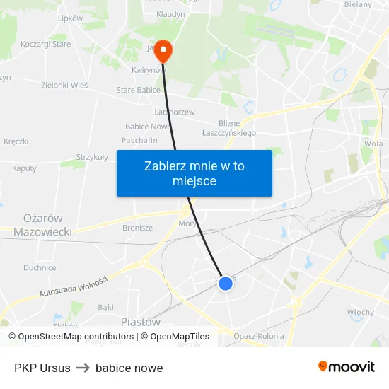 PKP Ursus to babice nowe map