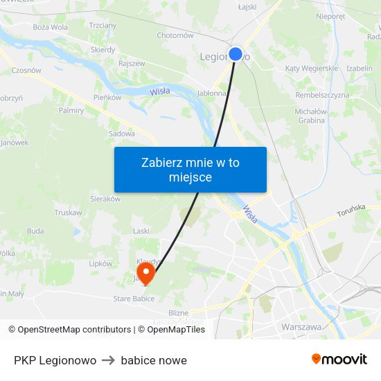 PKP Legionowo to babice nowe map