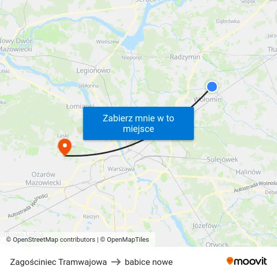 Zagościniec Tramwajowa to babice nowe map