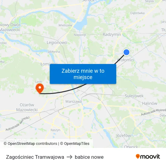 Zagościniec Tramwajowa to babice nowe map