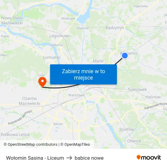 Wołomin Sasina - Liceum to babice nowe map
