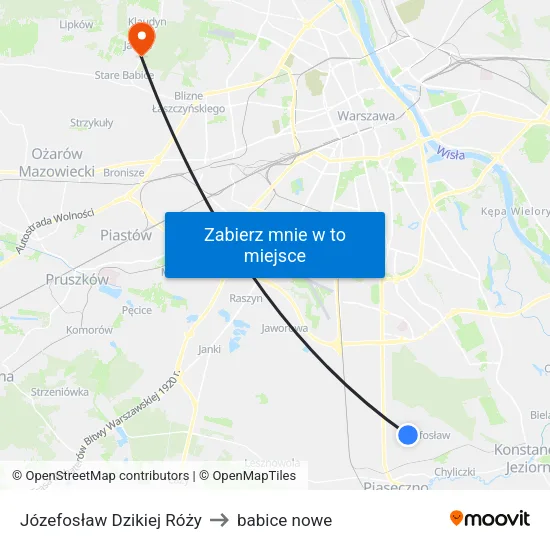 Józefosław Dzikiej Róży to babice nowe map