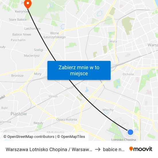 Warszawa Lotnisko Chopina / Warsaw Airport to babice nowe map