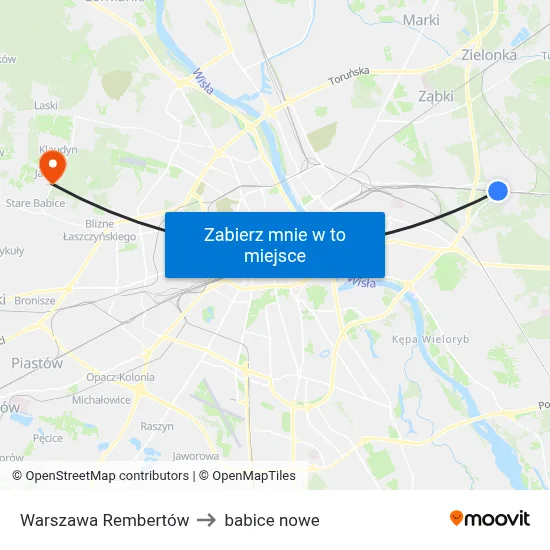 Warszawa Rembertów to babice nowe map