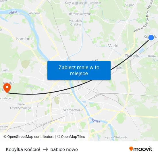 Kobyłka Kościół to babice nowe map