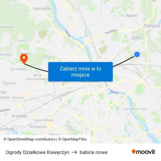 Ogrody Działkowe Kawęczyn to babice nowe map