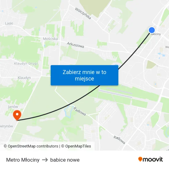 Metro Młociny to babice nowe map