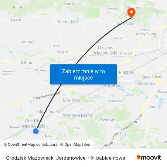 Grodzisk Mazowiecki Jordanowice to babice nowe map