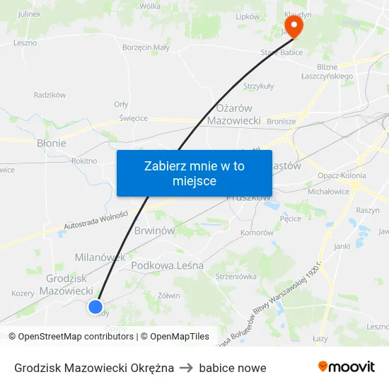 Grodzisk Mazowiecki Okrężna to babice nowe map
