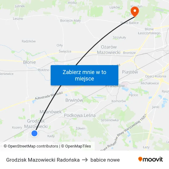 Grodzisk Mazowiecki Radońska to babice nowe map
