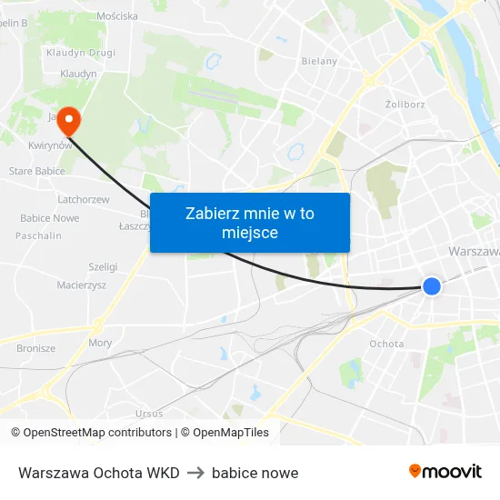 Warszawa Ochota WKD to babice nowe map