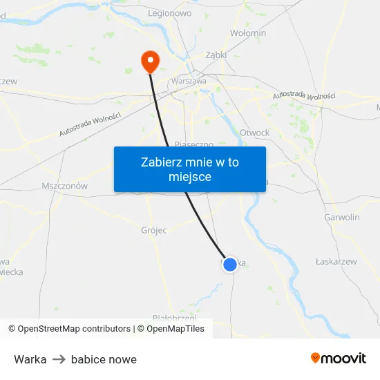 Warka to babice nowe map