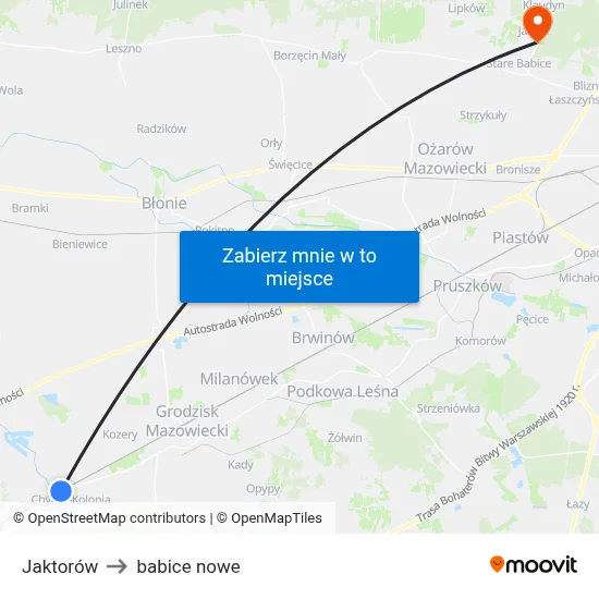Jaktorów to babice nowe map
