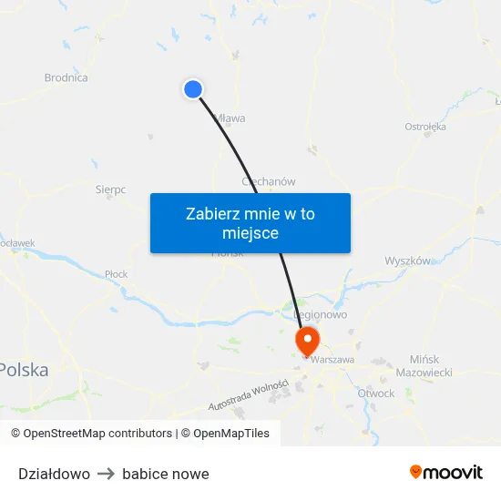 Działdowo to babice nowe map