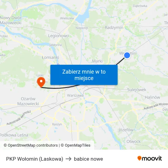 PKP Wołomin (Laskowa) to babice nowe map
