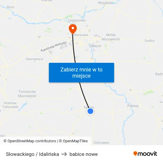 Słowackiego / Idalińska to babice nowe map