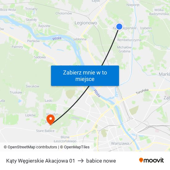 Kąty Węgierskie Akacjowa 01 to babice nowe map