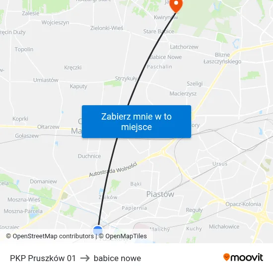 PKP Pruszków 01 to babice nowe map