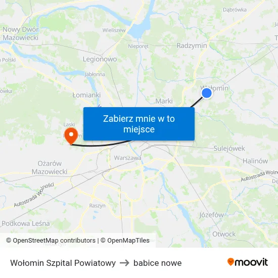 Wołomin Szpital Powiatowy to babice nowe map