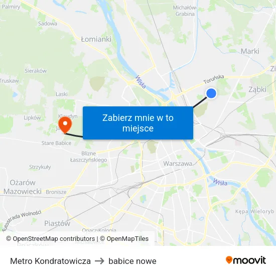 Metro Kondratowicza to babice nowe map