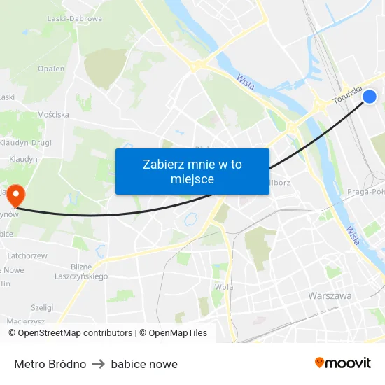 Metro Bródno to babice nowe map