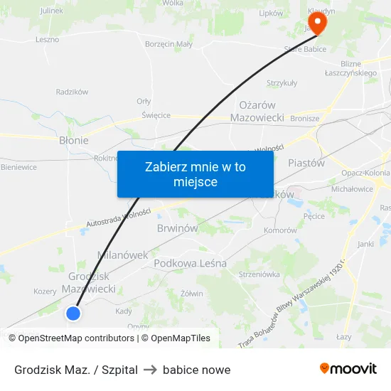 Grodzisk Maz. / Szpital to babice nowe map