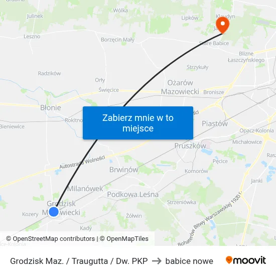 Grodzisk Maz. / Traugutta / Dw. PKP to babice nowe map