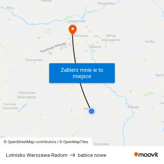 Lotnisko Warszawa-Radom to babice nowe map
