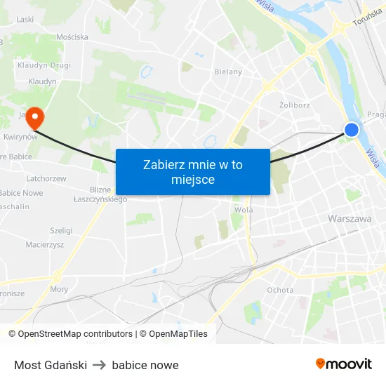 Most Gdański to babice nowe map