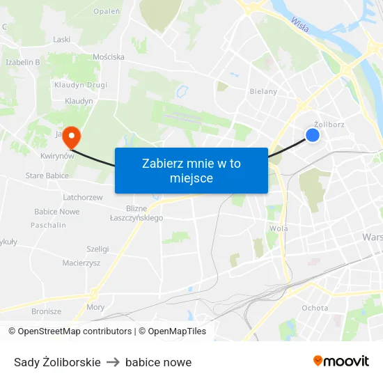 Sady Żoliborskie to babice nowe map