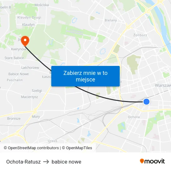 Ochota - Ratusz to babice nowe map