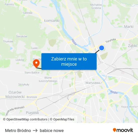 Metro Bródno to babice nowe map