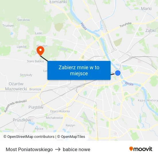 Most Poniatowskiego to babice nowe map
