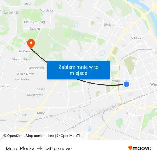 Metro Płocka to babice nowe map