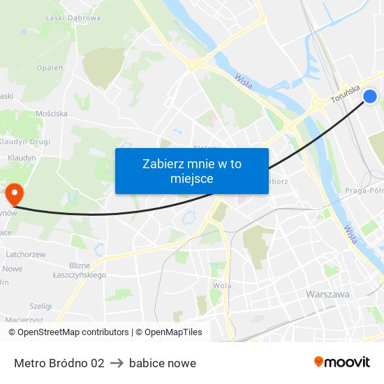 Metro Bródno to babice nowe map