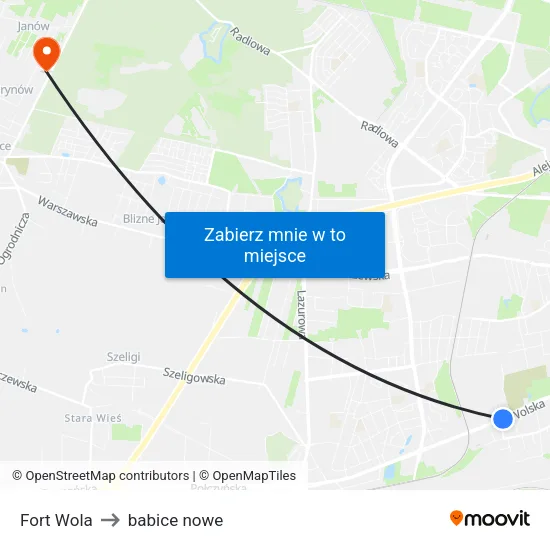 Fort Wola to babice nowe map