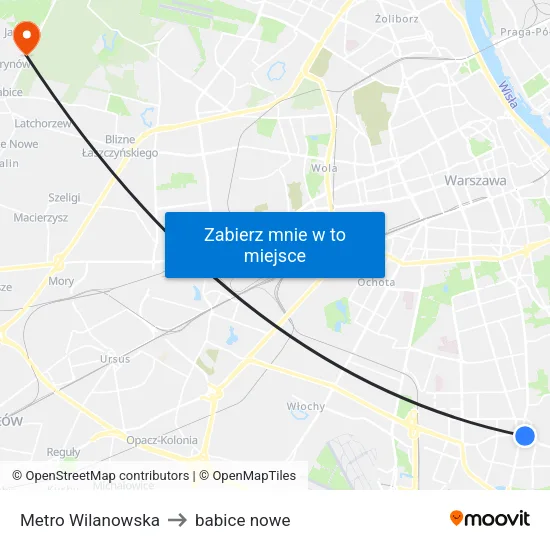 Metro Wilanowska to babice nowe map