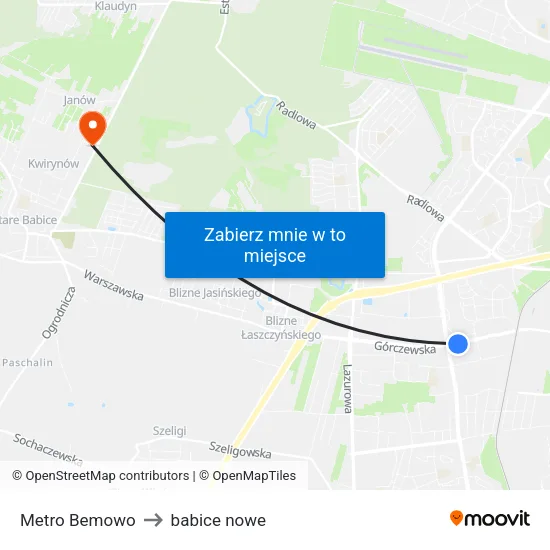 Metro Bemowo to babice nowe map