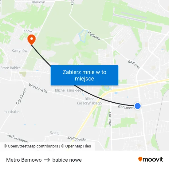 Metro Bemowo to babice nowe map