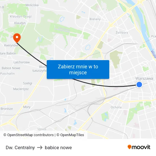 Dw. Centralny to babice nowe map