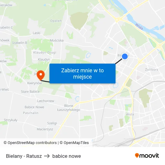 Bielany - Ratusz to babice nowe map