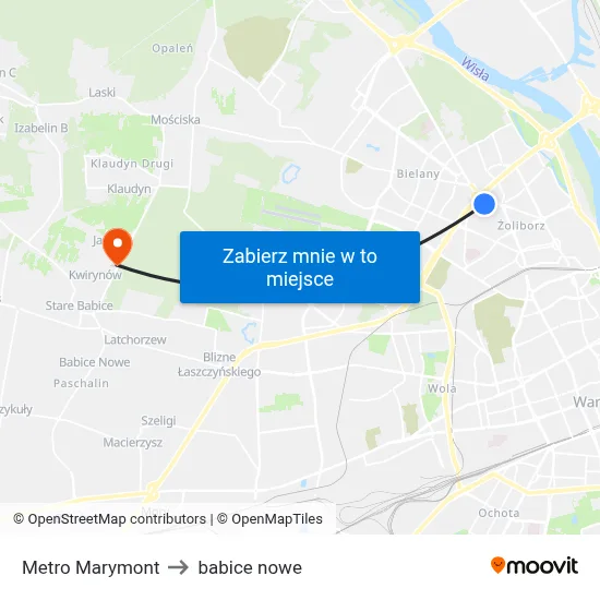 Metro Marymont to babice nowe map
