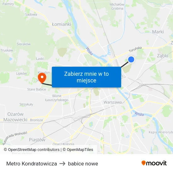 Metro Kondratowicza to babice nowe map